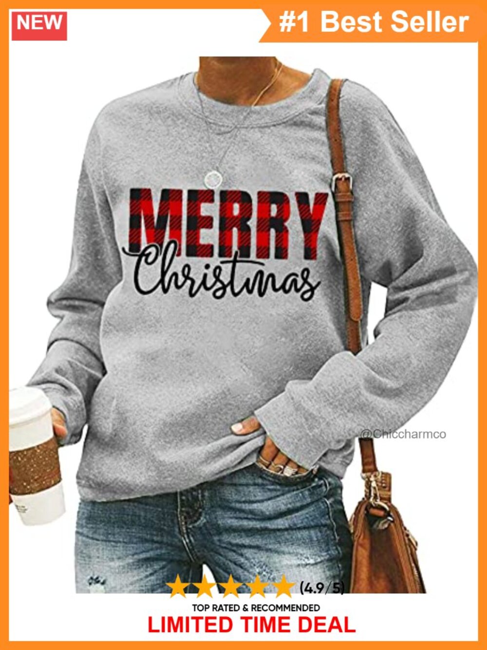 Womens Christmas Plaid Pullover Sweatshirt Merry Christmas Long Sleeve Holiday
